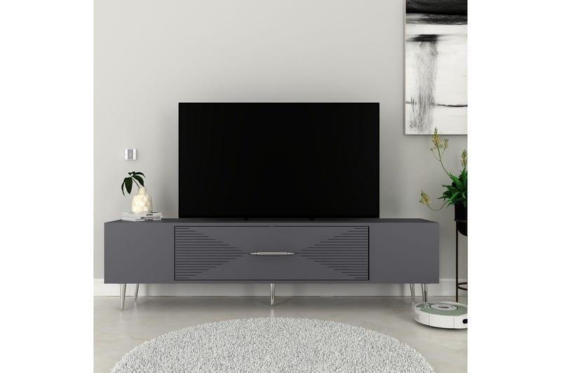 Drova Tv-bänk 150 cm - Antracit/Silver - Möbler - TV- & Mediamöbler - TV bänk & mediabänk