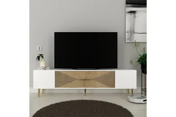 Drova Tv-bänk 150 cm - Ek/Vit/Guld - Möbler - TV- & Mediamöbler - TV bänk & mediabänk