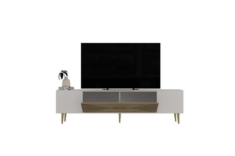 Drova Tv-bänk 150 cm - Ek/Vit/Guld - Möbler - TV- & Mediamöbler - TV bänk & mediabänk