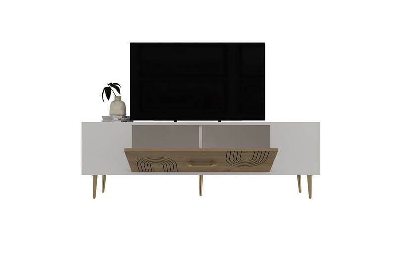 Drova Tv-bänk 150 cm - Ek/Vit/Guld - Möbler - TV- & Mediamöbler - TV bänk & mediabänk