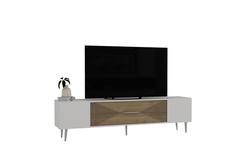 Drova Tv-bänk 150 cm - Ek/Vit/Silver - Möbler - TV- & Mediamöbler - TV bänk & mediabänk