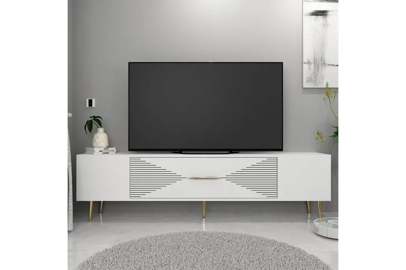 Drova Tv-bänk 150 cm - Vit/Guld - Möbler - TV- & Mediamöbler - TV bänk & mediabänk