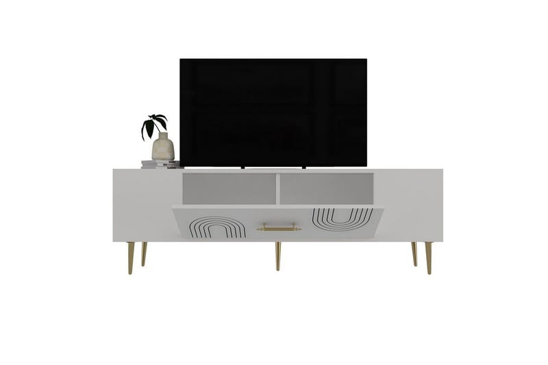 Drova Tv-bänk 150 cm - Vit/Guld - Möbler - TV- & Mediamöbler - TV bänk & mediabänk