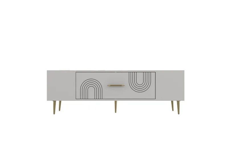 Drova Tv-bänk 150 cm, Vit/Guld