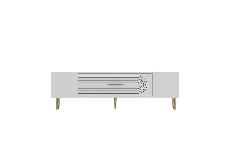 Drova Tv-bänk 150 cm, Vit/Guld