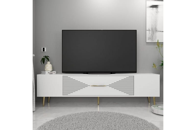 Drova Tv-bänk 150 cm - Vit/Guld - Möbler - TV- & Mediamöbler - TV bänk & mediabänk