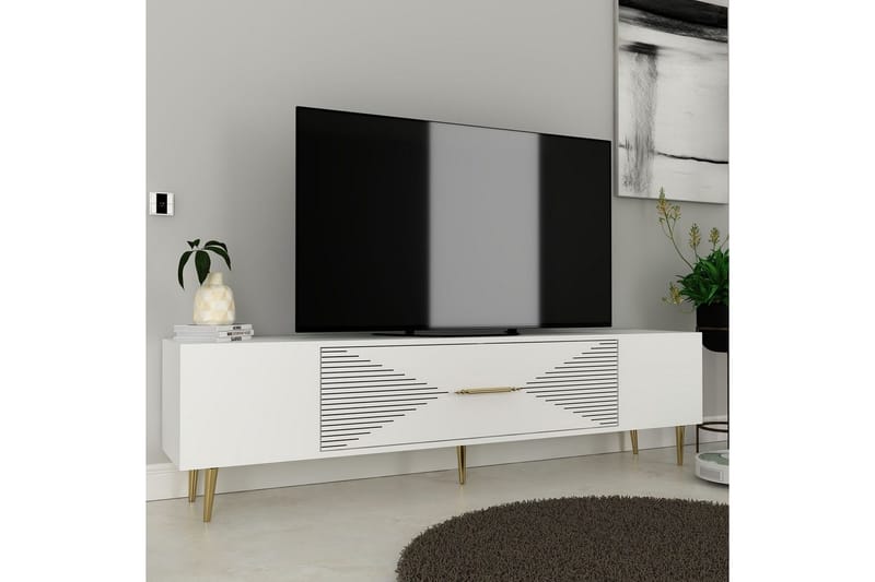 Drova Tv-bänk 150 cm - Vit/Guld - Möbler - TV- & Mediamöbler - TV bänk & mediabänk