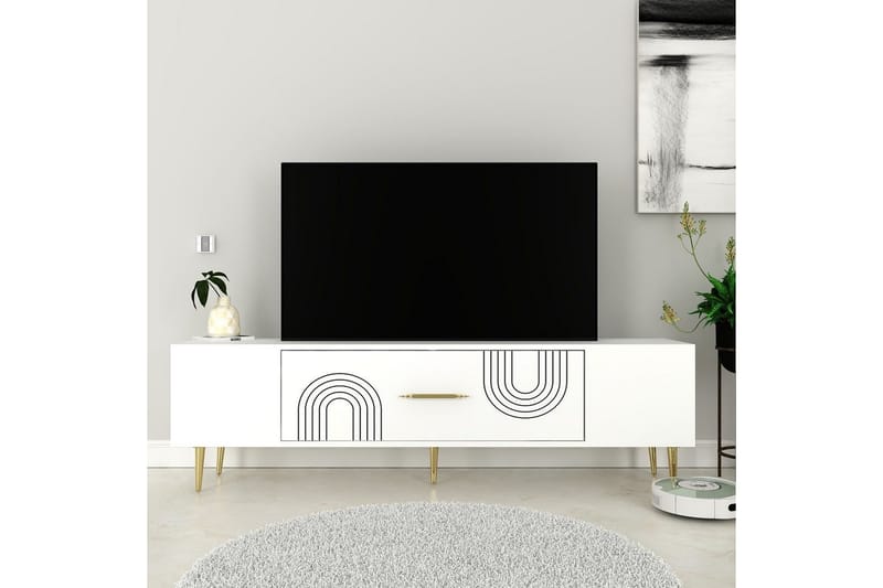 Drova Tv-bänk 150 cm - Vit/Guld - Möbler - TV- & Mediamöbler - TV bänk & mediabänk