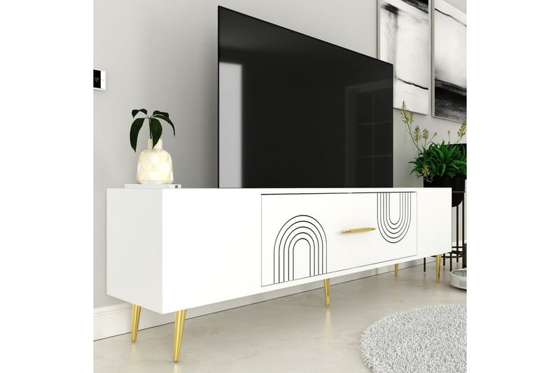 Drova Tv-bänk 150 cm - Vit/Guld - Möbler - TV- & Mediamöbler - TV bänk & mediabänk