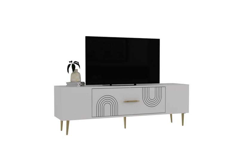 Drova Tv-bänk 150 cm - Vit/Guld - Möbler - TV- & Mediamöbler - TV bänk & mediabänk