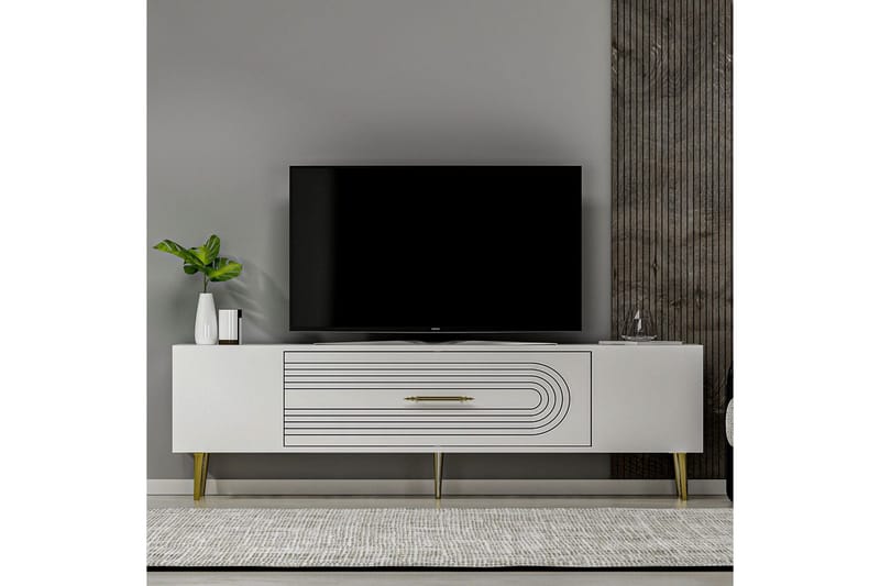 Drova Tv-bänk 150 cm - Vit/Guld - Möbler - TV- & Mediamöbler - TV bänk & mediabänk