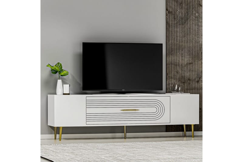 Drova Tv-bänk 150 cm - Vit/Guld - Möbler - TV- & Mediamöbler - TV bänk & mediabänk