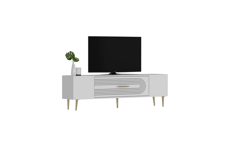 Drova Tv-bänk 150 cm - Vit/Guld - Möbler - TV- & Mediamöbler - TV bänk & mediabänk