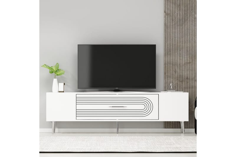 Drova Tv-bänk 150 cm - Vit/Silver - Möbler - TV- & Mediamöbler - TV bänk & mediabänk