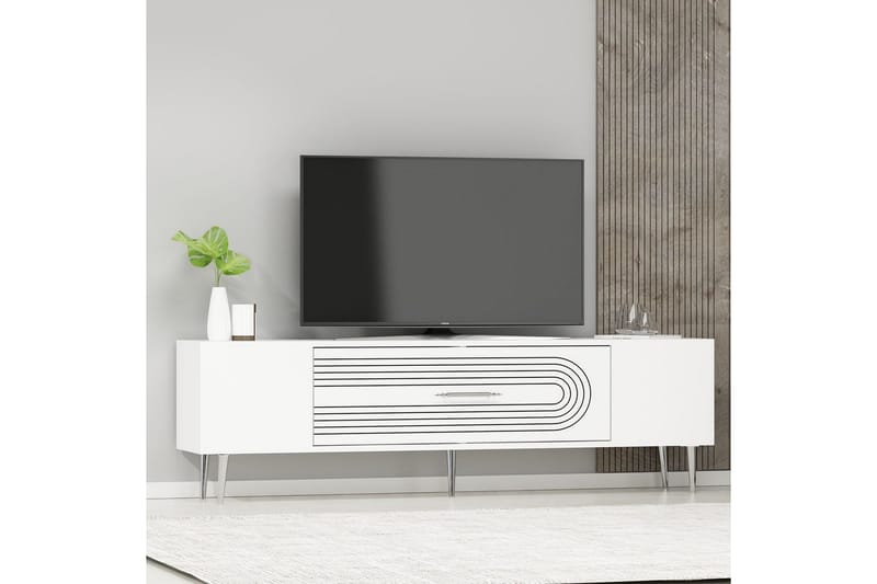 Drova Tv-bänk 150 cm - Vit/Silver - Möbler - TV- & Mediamöbler - TV bänk & mediabänk