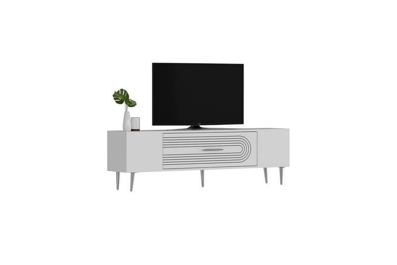 Drova Tv-bänk 150 cm - Vit/Silver - Möbler - TV- & Mediamöbler - TV bänk & mediabänk