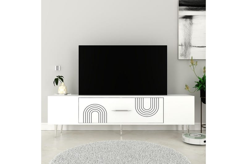 Drova Tv-bänk 150 cm - Vit/Silver - Möbler - TV- & Mediamöbler - TV bänk & mediabänk