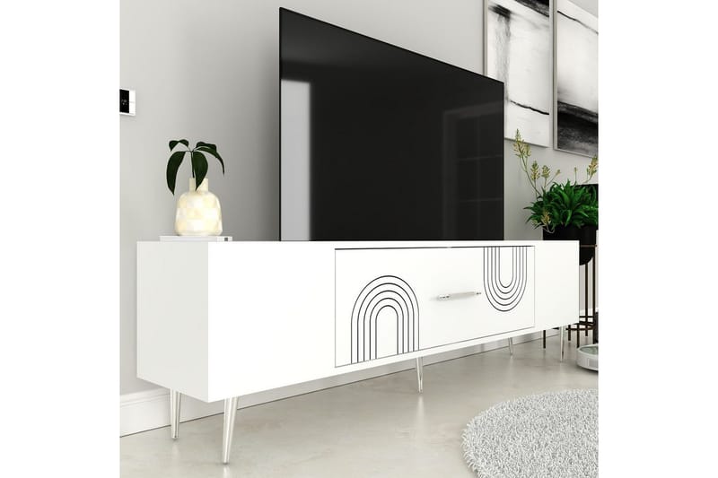 Drova Tv-bänk 150 cm - Vit/Silver - Möbler - TV- & Mediamöbler - TV bänk & mediabänk