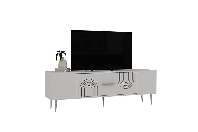 Drova Tv-bänk 150 cm - Vit/Silver - Möbler - TV- & Mediamöbler - TV bänk & mediabänk