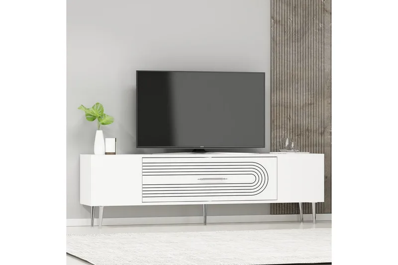 Drova Tv-bänk 150 cm - Vit/Silver - Möbler - TV- & Mediamöbler - TV bänk & mediabänk