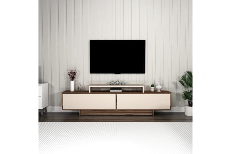 Durros Tv-bänk 180 cm - Valnöt/Beige - Möbler - TV- & Mediamöbler - TV bänk & mediabänk