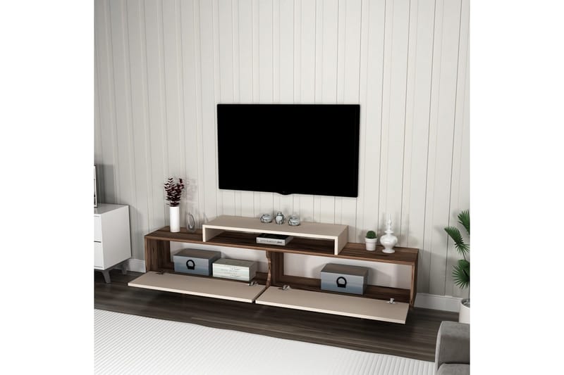 Durros Tv-bänk 180 cm - Valnöt/Beige - Möbler - TV- & Mediamöbler - TV bänk & mediabänk