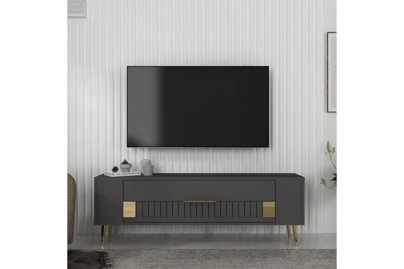 Estel Tv-bänk 120 cm - Antracit/Guld - Möbler - TV- & Mediamöbler - TV bänk & mediabänk
