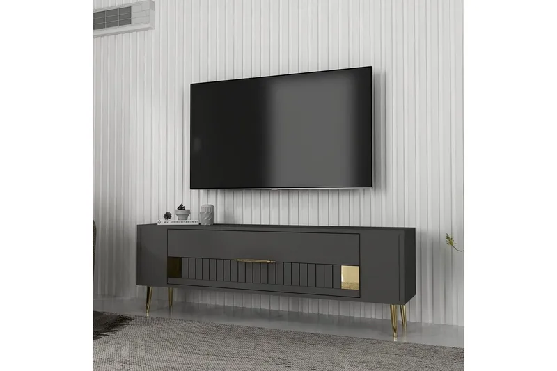 Estel Tv-bänk 120 cm - Antracit/Guld - Möbler - TV- & Mediamöbler - TV bänk & mediabänk