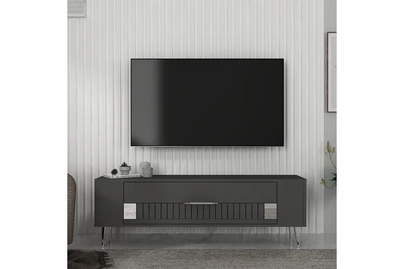 Estel Tv-bänk 120 cm - Antracit/Silver - Möbler - TV- & Mediamöbler - TV bänk & mediabänk