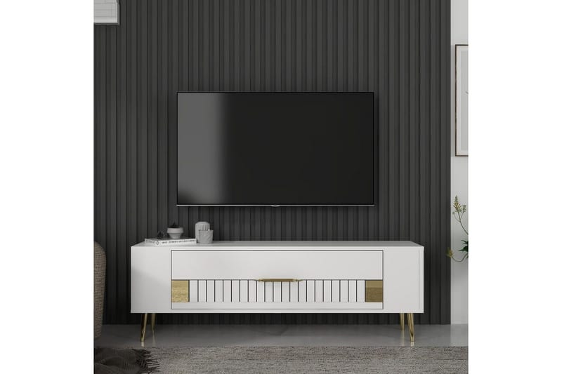 Estel Tv-bänk 120 cm - Vit/Guld - Möbler - TV- & Mediamöbler - TV bänk & mediabänk