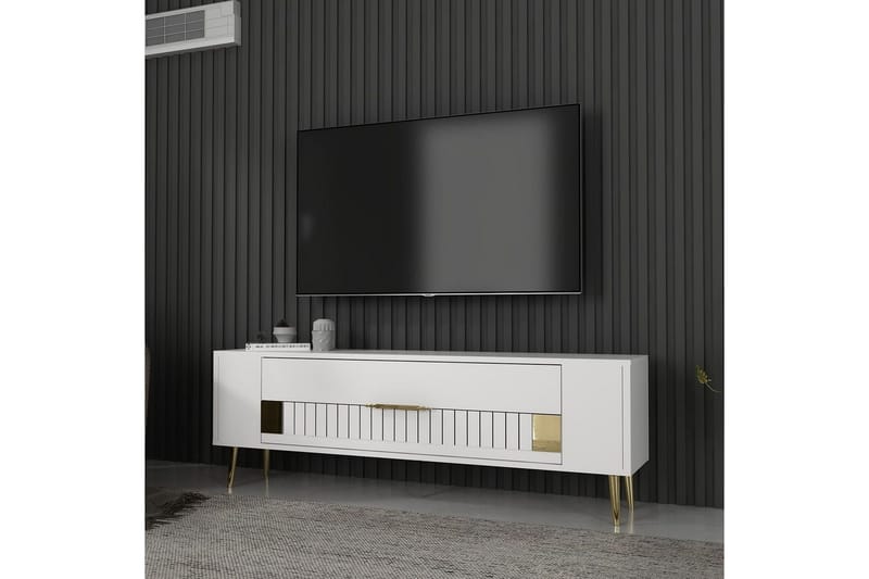 Estel Tv-bänk 120 cm - Vit/Guld - Möbler - TV- & Mediamöbler - TV bänk & mediabänk