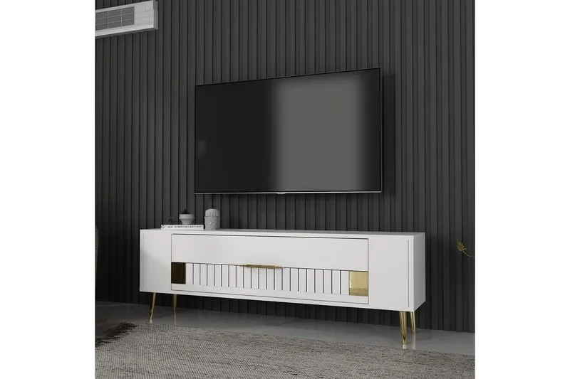 Estel Tv-bänk 120 cm - Vit/Guld - Möbler - TV- & Mediamöbler - TV bänk & mediabänk