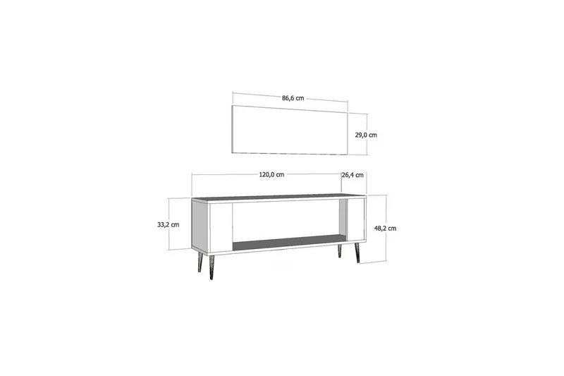 Estel Tv-bänk 120 cm - Vit/Silver - Möbler - TV- & Mediamöbler - TV bänk & mediabänk