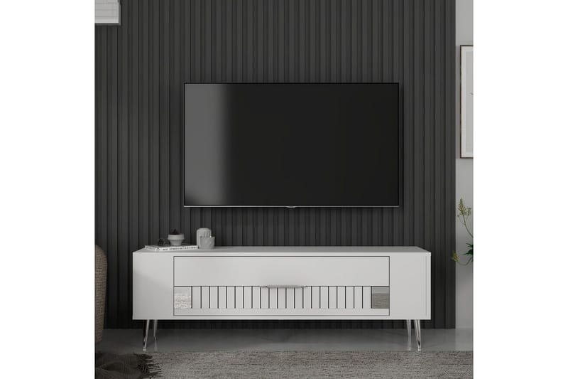 Estel Tv-bänk 120 cm - Vit/Silver - Möbler - TV- & Mediamöbler - TV bänk & mediabänk