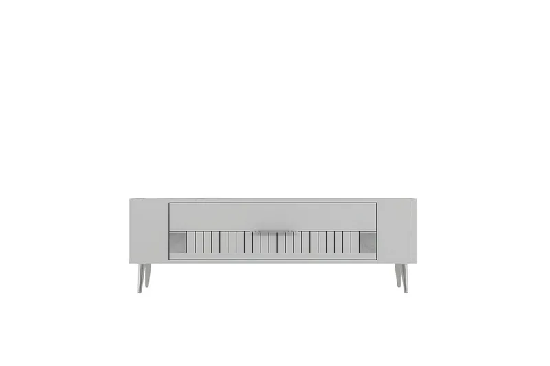 Estel Tv-bänk 120 cm - Vit/Silver - Möbler - TV- & Mediamöbler - TV bänk & mediabänk