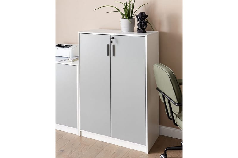 Förvaringsenhet Zehna Grå, vit, 80x40x117 cm - Grå, vit, 80x40x117 cm - Möbler - TV- & Mediamöbler - Mediastativ & väggfäste - Tv-stativ & Tv-väggfäste