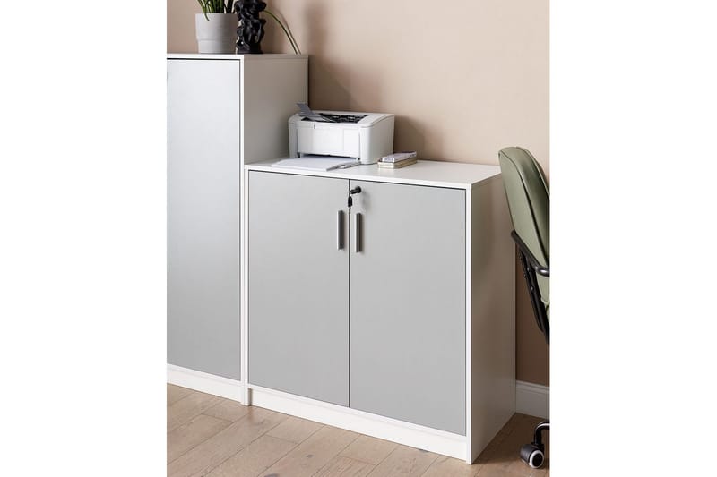 Förvaringsenhet Zehna Grå, vit, 80x40x80 cm - Grå, vit, 80x40x80 cm - Möbler - TV- & Mediamöbler - Mediastativ & väggfäste - Tv-stativ & Tv-väggfäste