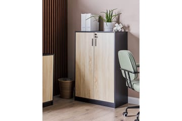 Förvaringsenhet Zehna Ljus trä, svart, 80x40x117 cm - Ljus trä, svart, 80x40x117 cm - Möbler - TV- & Mediamöbler - Mediastativ & väggfäste - Tv-stativ & Tv-väggfäste