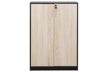 Förvaringsenhet Zehna Ljus trä, svart, 80x40x117 cm - Ljus trä, svart, 80x40x117 cm - Förvaring - Skåp - Förvaringsskåp