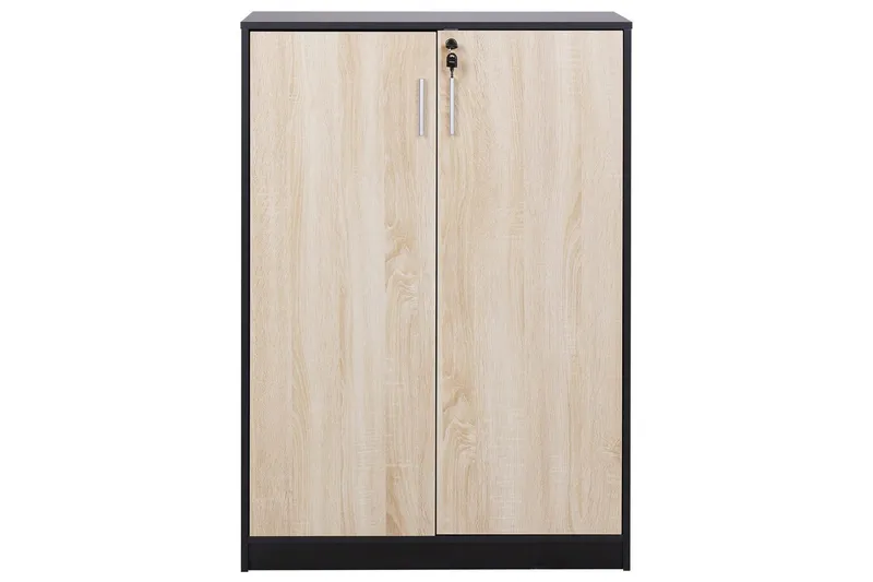 Förvaringsenhet Zehna Ljus trä, svart, 80x40x117 cm - Ljus trä, svart, 80x40x117 cm - Förvaring - Skåp - Förvaringsskåp