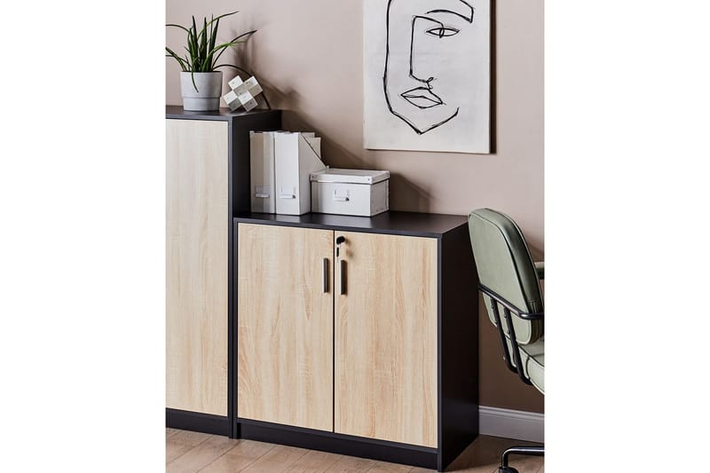Förvaringsenhet Zehna Ljus trä, svart, 80x40x80 cm - Ljus trä, svart, 80x40x80 cm - Möbler - TV- & Mediamöbler - Mediastativ & väggfäste - Tv-stativ & Tv-väggfäste