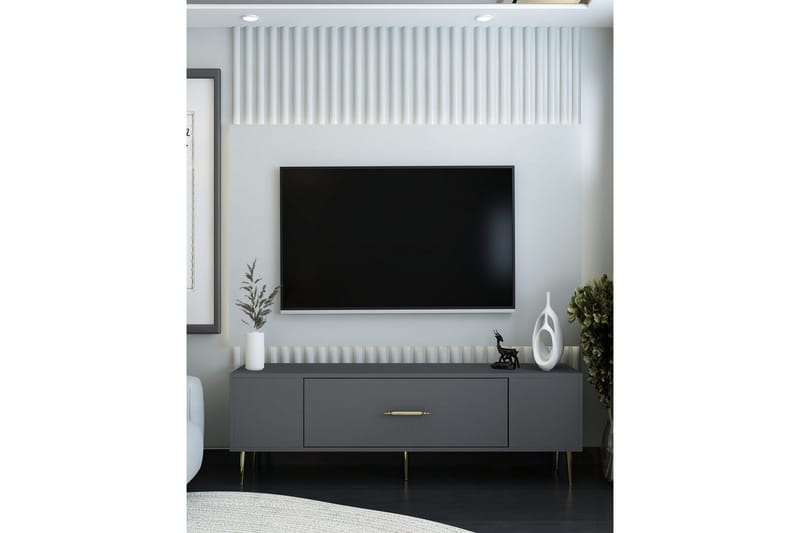 Feynor Tv-bänk 150 cm - Antracit/Guld - Möbler - TV- & Mediamöbler - TV bänk & mediabänk