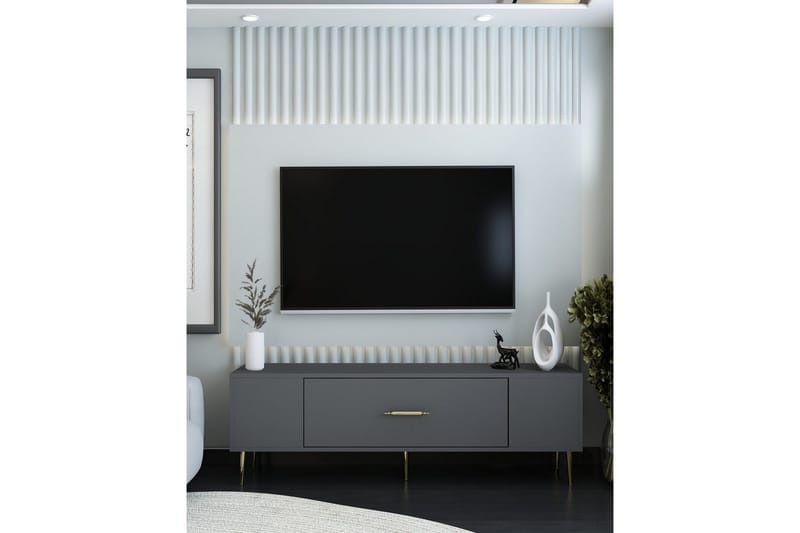 Feynor Tv-bänk 150 cm - Antracit/Guld - Möbler - TV- & Mediamöbler - TV bänk & mediabänk