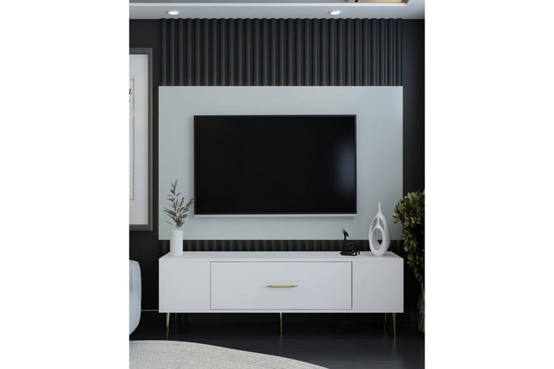 Feynor Tv-bänk 150 cm - Vit/Guld - Möbler - TV- & Mediamöbler - TV bänk & mediabänk