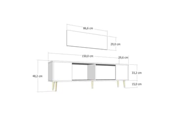 Feynor Tv-bänk 150 cm - Vit/Guld - Möbler - TV- & Mediamöbler - TV bänk & mediabänk