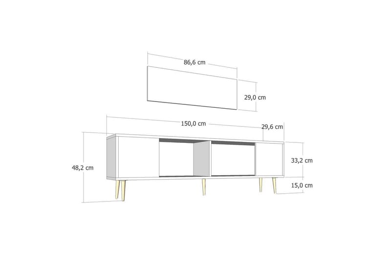Feynor Tv-bänk 150 cm - Vit/Guld - Möbler - TV- & Mediamöbler - TV bänk & mediabänk