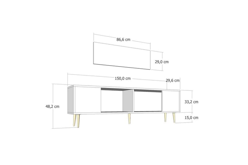Feynor Tv-bänk 150 cm - Vit/Silver - Möbler - TV- & Mediamöbler - TV bänk & mediabänk