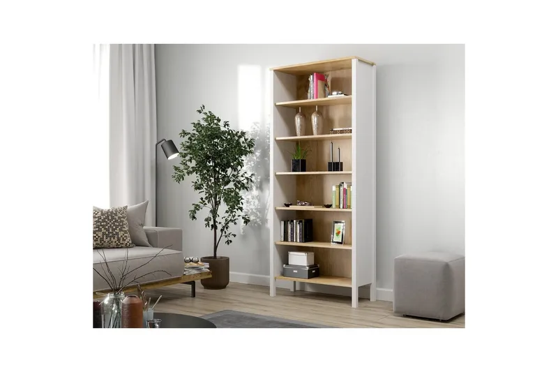 Fynric Bokhylla 83 cm - Natur/Vit - Förvaring - Hylla - Bokhylla