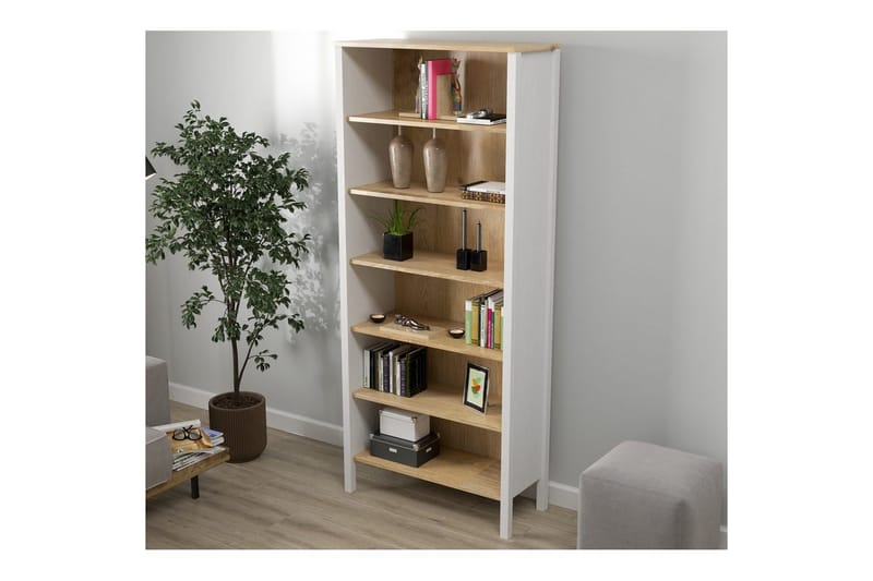 Fynric Bokhylla 83 cm - Natur/Vit - Förvaring - Hylla - Bokhylla