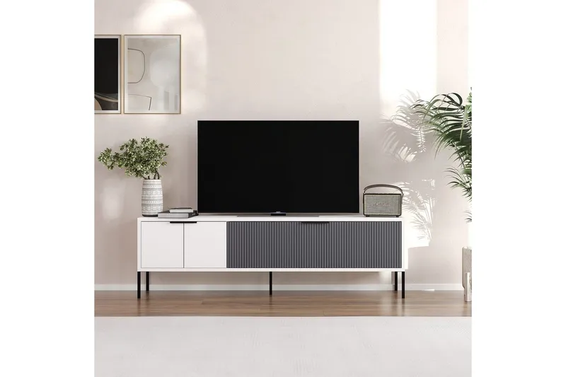 Hew Tv-bänk 150 cm - Vit/Antracit - Möbler - TV- & Mediamöbler - TV bänk & mediabänk